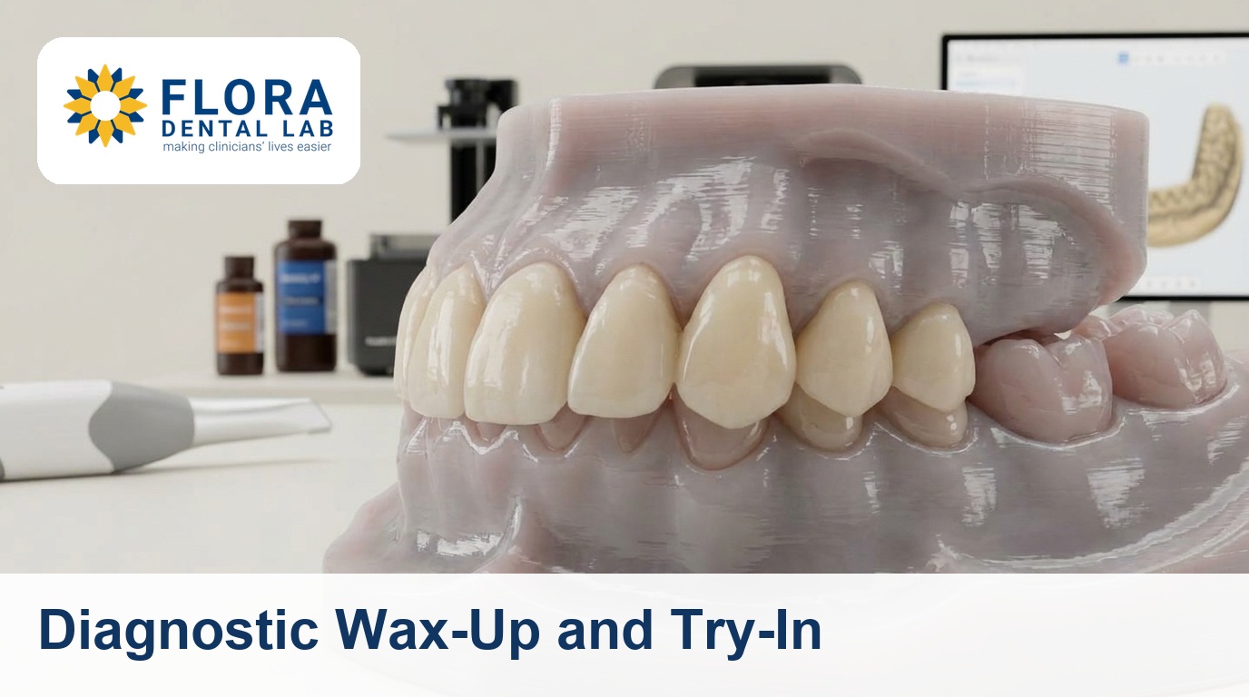 Diagnostic wax-up on a 3D-printed resin model in a modern digital dental lab