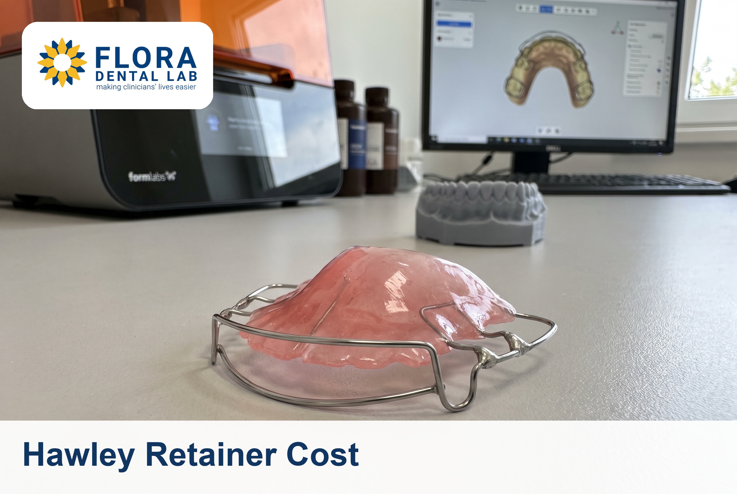 Hawley retainer with acrylic base and labial wire